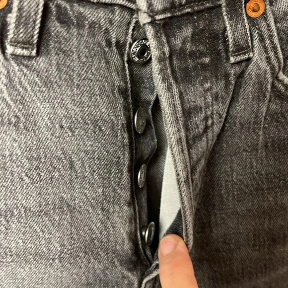 Levi’s premium 501S skinny women’s button fly jeans denim 27x30 faded black Y2K - Picture 5 of 13